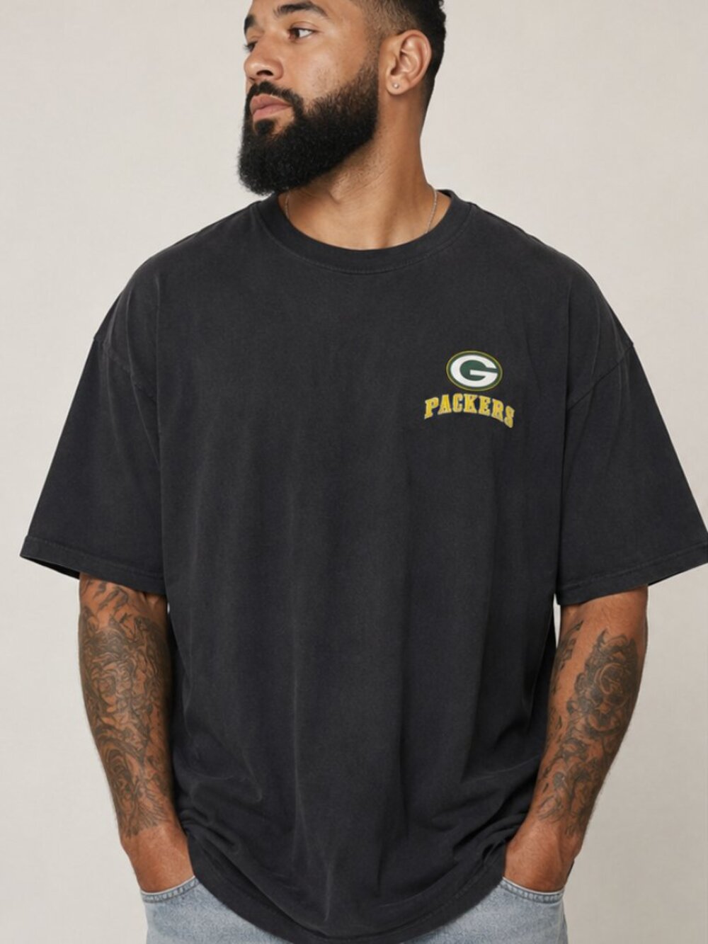 Green Bay Packers Men's 2XL Black Graphic T-Shirt NFL Football Short Sleeve Crew